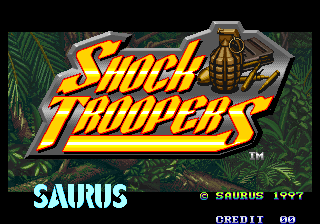 Shock Troopers title screen for Neo Geo